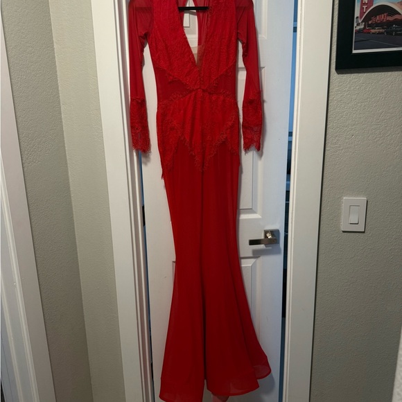 Michael Costello x revolve Vibrant Red Lace Dress